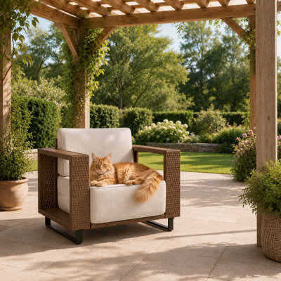 PE Rattan Patio Chair with Cushions 