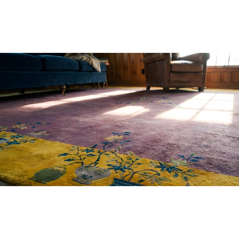 Hand Knotted Wool Area Rug in Purple