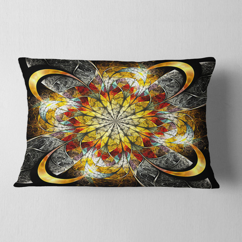 Fleur d'or symétrique - coussin à imprimé floral