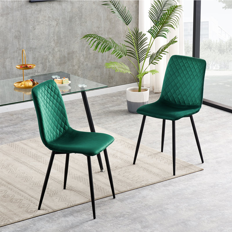 Upholstered Dining Chair, Green, 2
