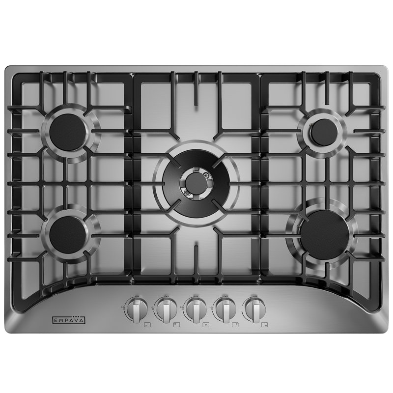 Plaque de cuisson au gaz naturel encastré à 5 brûleurs de 30 po Empava, en acier inoxydable, avec convertible au propane, certifié CSA