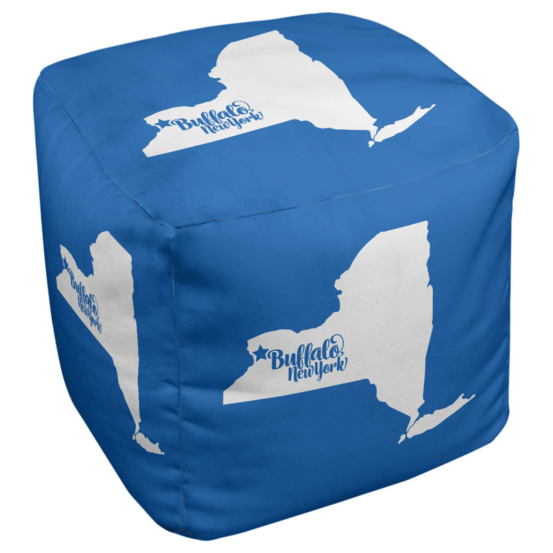 Repose-pieds cube new york buffalo, Bleu / blanc