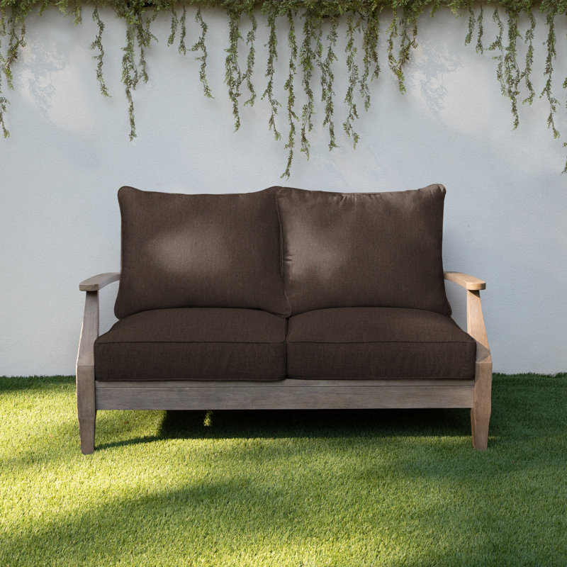 Davana Sunbrella Outdoor 5'' Loveseat Seat / Back Cushion, Canvas Java Sunbrella® Canvas, 25" W x 23" D