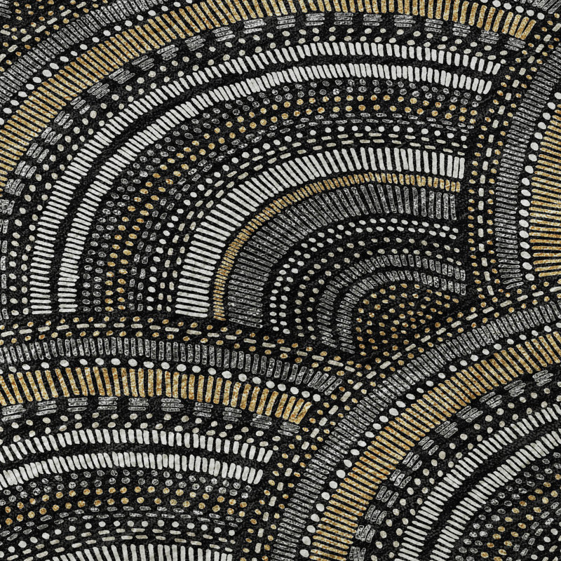 Premium Machine Washable Prisco Black Rug, Rectangle 2'6" x 3'10"