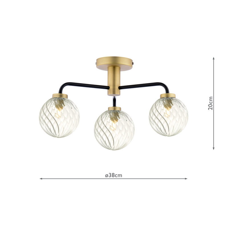 Flush Mount, 17" H x 46" W x 46" D, 3