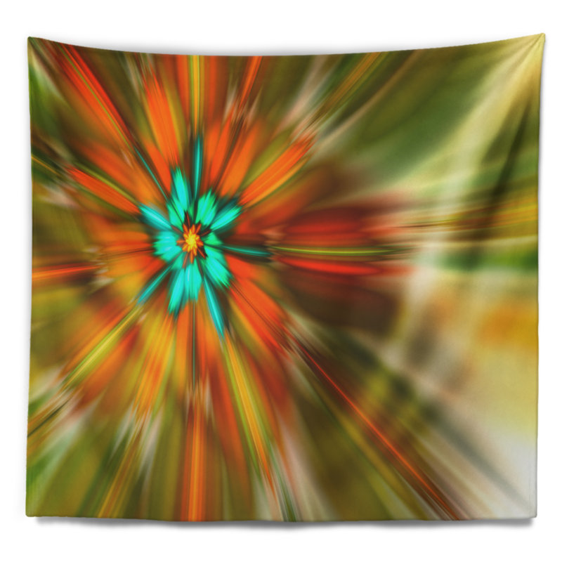 Tapisserie abstraite abstraite tournante à fleurs fractales, H 32 po x l 39 po