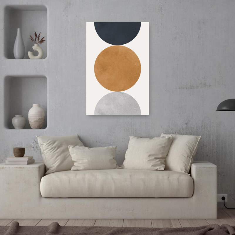 «Stacked Abstract Circles Abstract», reproduction d'art géométrique murale contemporaine, 36" H x 24" W