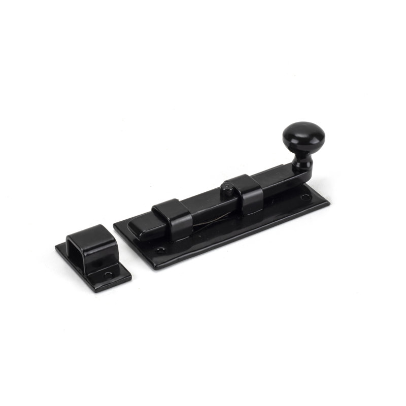 Straight Knob Bolt, Black, 3.6cm H x 9.1cm W x 2.8cm D