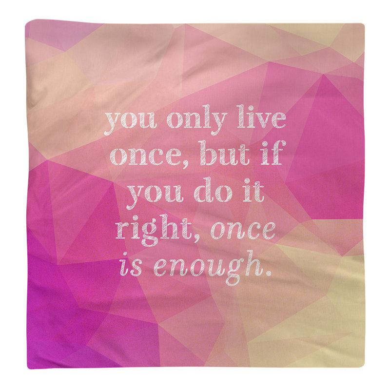 Faux Gemstone You Only Live Once Quote Napkin, Pink Diamond, Polyester, 22" L x 22" W