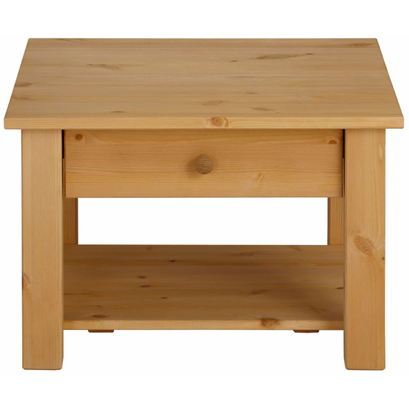 Alaine Solid Wood Four Leg Coffee Table with Storage, Natural