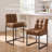 Coffee Faux Leather Dining Chairs Set of 4, Mid-Century Modern Dining Room Chairs with Armless, Checkered Kitchen Chair with Metal Legs-1133027172-1134955013