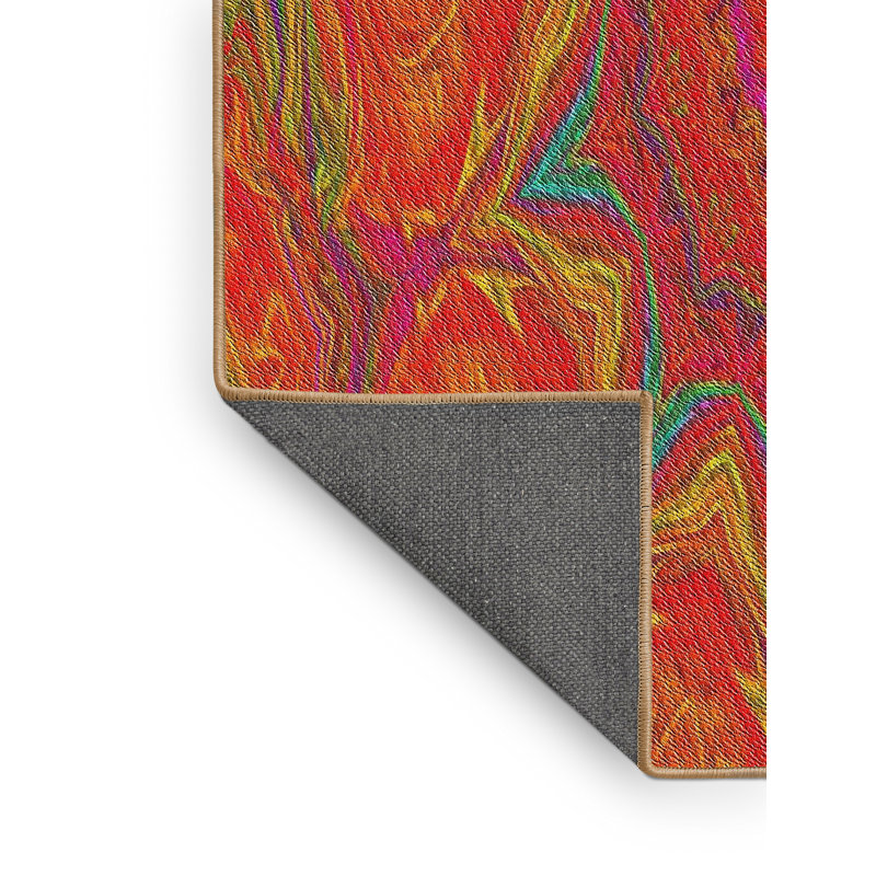 Tapis abstrait orange / bleu, Rectangle 8 pi x 10 pi