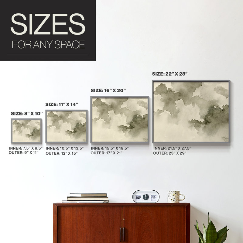 Antique Sky II -Framed Print - Restickable, Gray, 22" H x 28" W