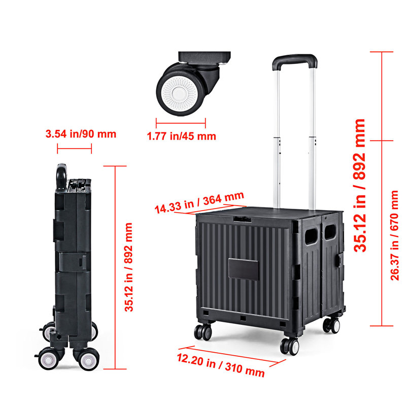 Foldable Utility Cart With Rotate Wheels