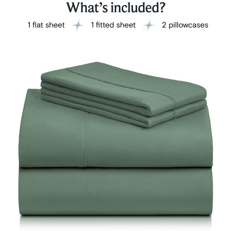 Ensemble de draps de performance Luxclub, Mousse d'arbre, Ensemble de draps simple TG avec 1 taie d'oreiller