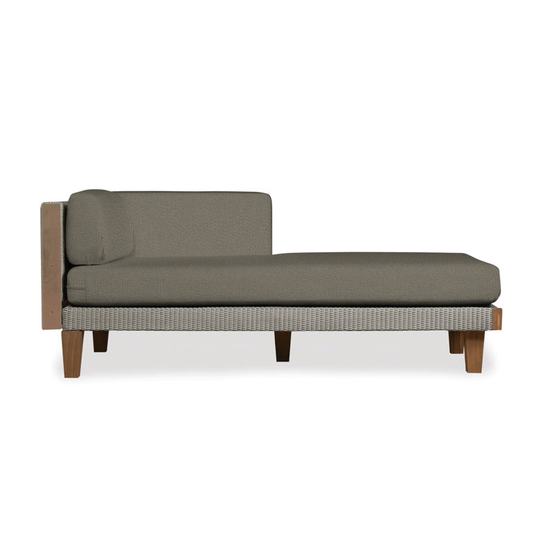 Catalina Outdoor Teak Chaise Lounge, Demo Skyway, Pewter