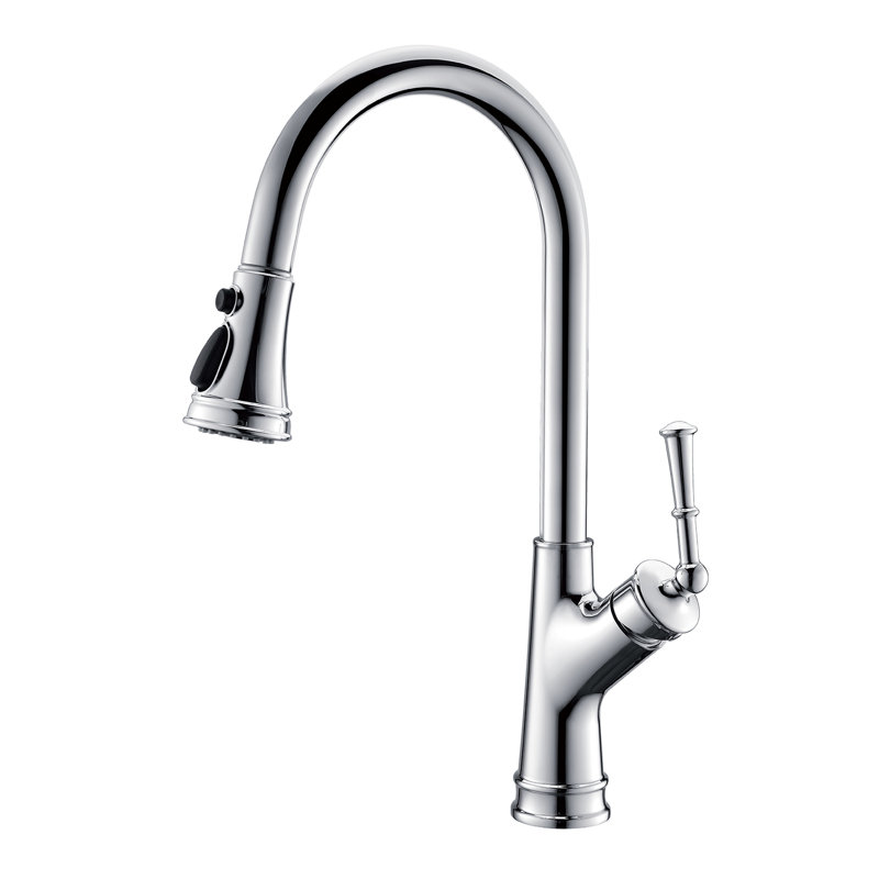 Topcraft Stainless Steel Single Handle Pull-Down Sprayer Kitchen Sink Faucet with 360° Swivel Spout, Chrome