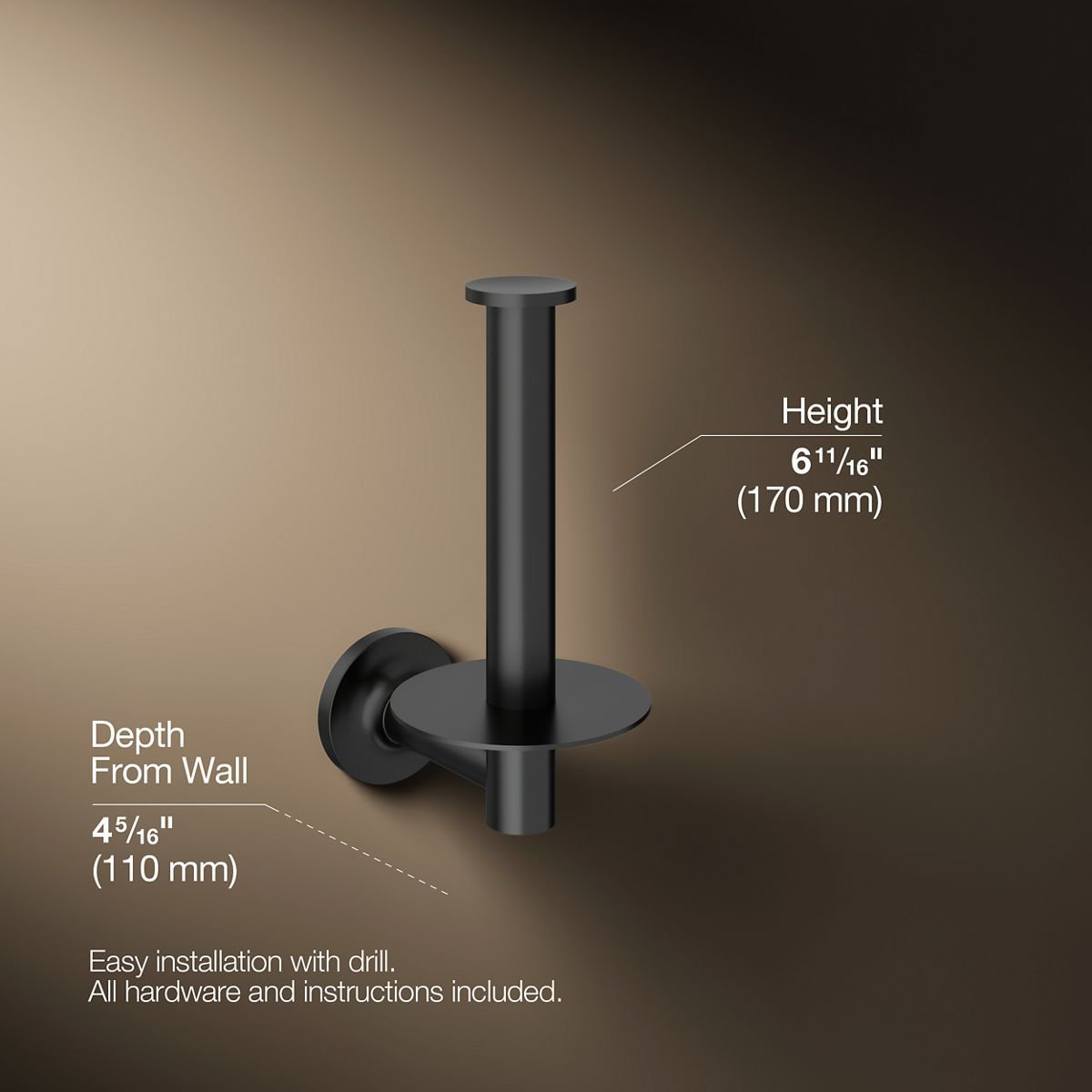 Purist Vertical Toilet Paper Holder, Matte Black