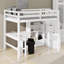 Lit mezzanine en bois à fonctions multiples avec bureau en L, tiroirs, armoire et escalier de rangement-102045916