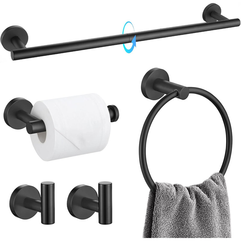 Matte Black Bathroom Hardware Set 5 Pieces