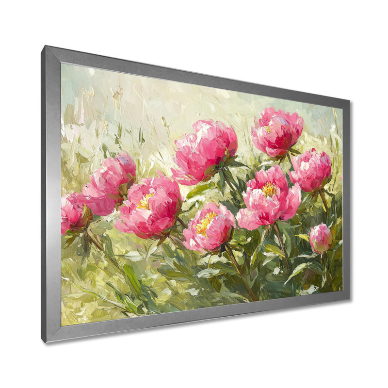 Imrie, pivoines par le champ de printemps II - pivoines, art mural, Reproduction encadrée d'une seule photo, Argent argent