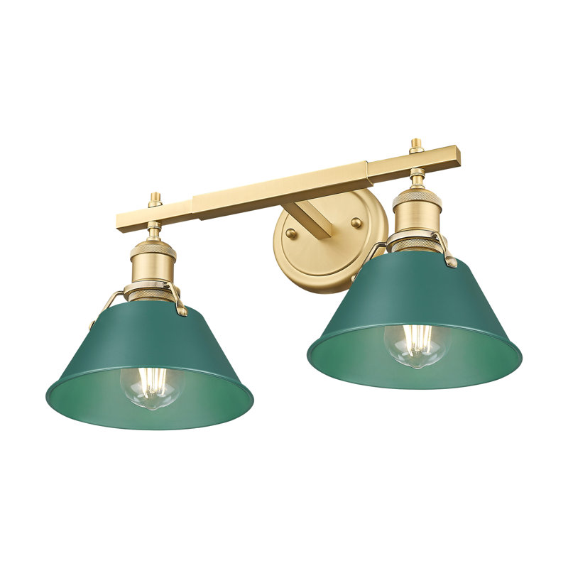 Éclairage pour salle de bain 2 lumières Orwell en étain avec vert pin, Bronze champagne brossé