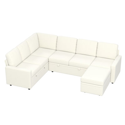 Oversized Modular Sectional Sofa, 7 Seat U Shaped Couch With Storage Ottoman, Comfy Chenille Sofa With Deep Seat, Convertible Sectional Couches For Li