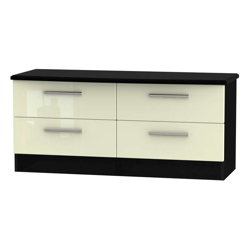 Fully Assembled Yvette 4 Drawer Chest, Black/Cream