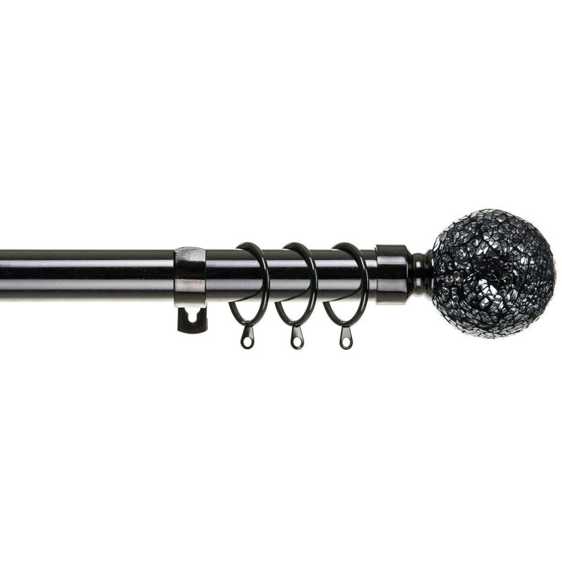 Adjustable Single Curtain Pole, 7.3cm H x 120cm W x 7cm D, Black