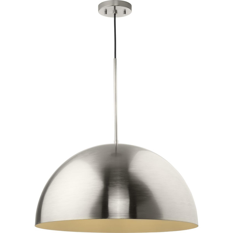 Luminaire suspendu en forme de dôme à 1 lumière Ashantae, Nickel brossé, H 124,5 po x l 23,62 po x P 23,62 po
