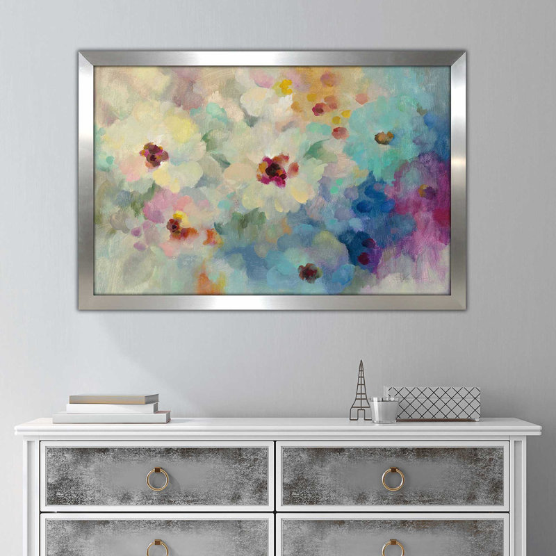 Floral Extravaganza - Peinture, Encadrement argenté, H 21,5 po x l 27,5 po x P 0,75 po
