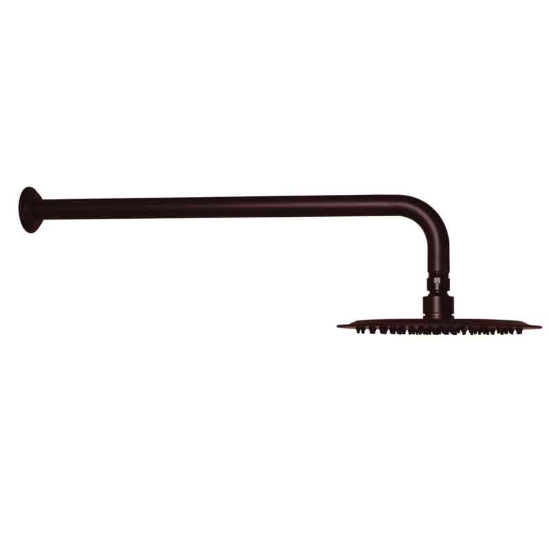 8" Round Thin Rainfall Shower Head with 1/2" IPS x 19" IPS Wall Mount 90-Degree Arm and Flange, Oil Rubbed Bronze