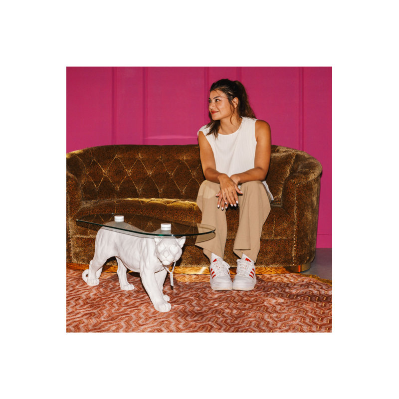 Dope As Hell Coffee Table, Clear Top/White Base