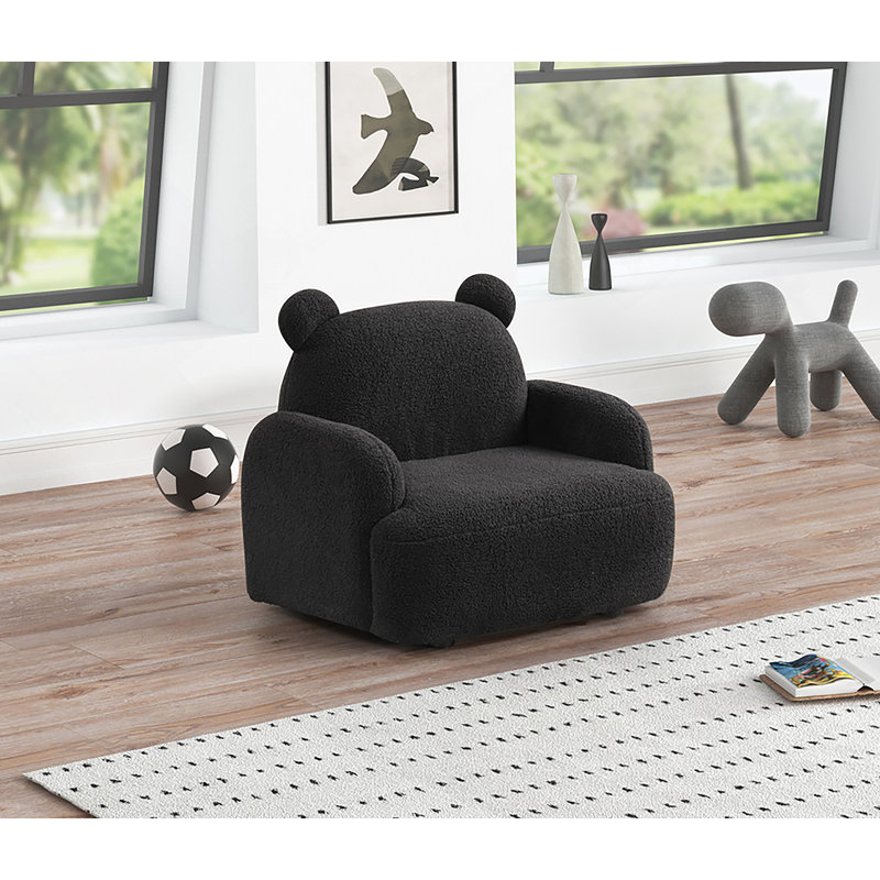 Fauteuil pour enfants en forme de sherpa noir l 25,5 po, Noir