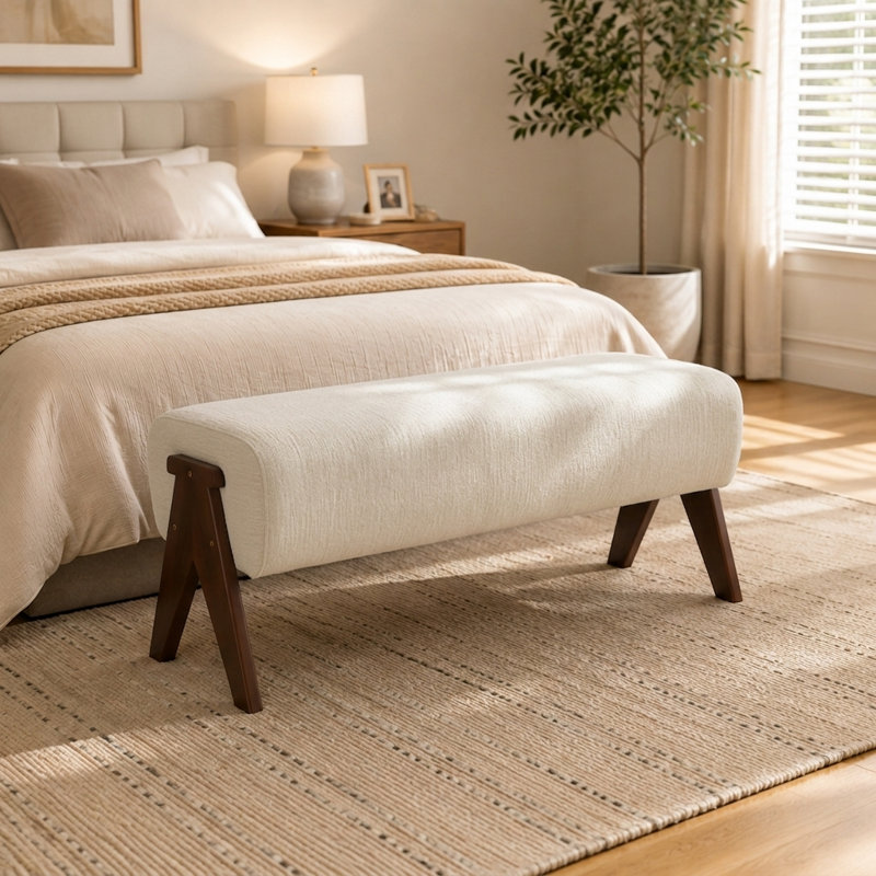 Banc rembourré Modern, Blanc