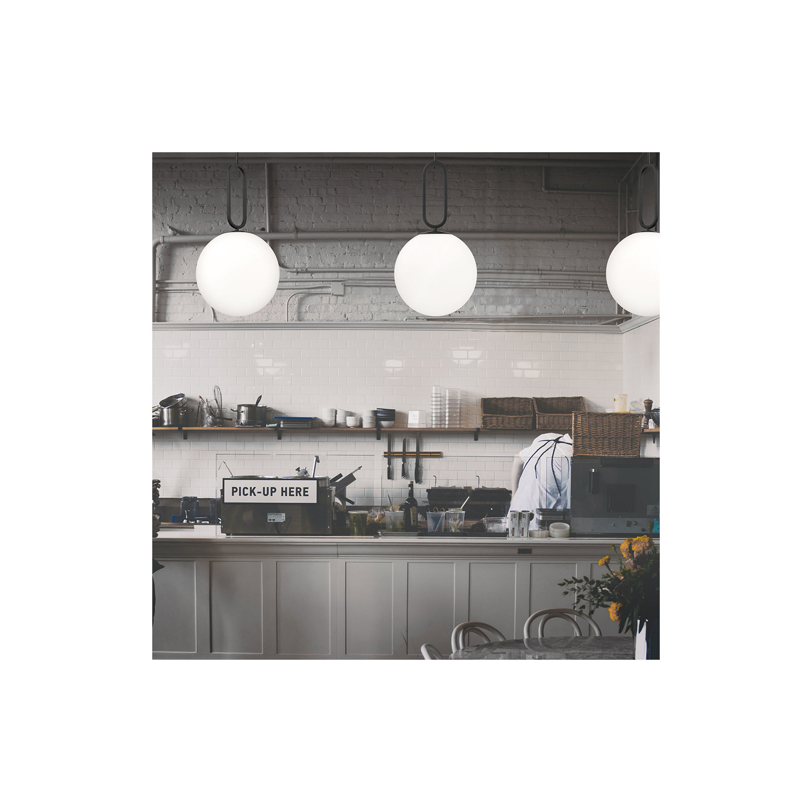 Single Light Glass Dimmable Pendant, Acid Opal/Matte Black, 22.75" H x 11.75" W x 11.75" D