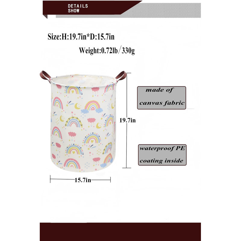 Panier à linge Rainbow, panier à linge pliable avec panier PE imperméable pour chambre d'enfant, rangement, panier-cadeau. (Arc-en-ciel)