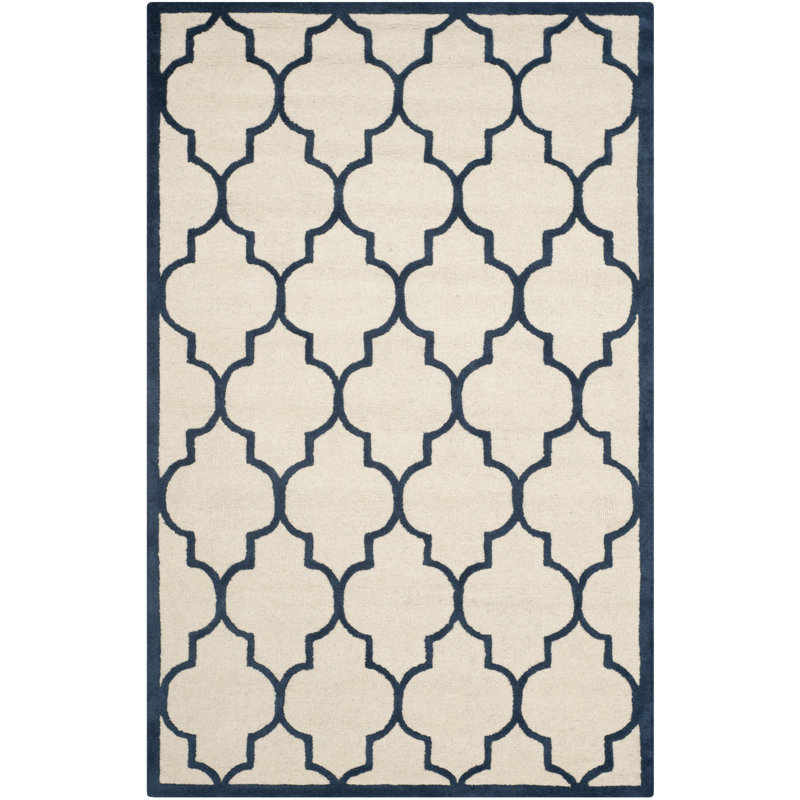 Cannen Hand Tufted Wool Geometric Rug, Rectangle 4' x 6'