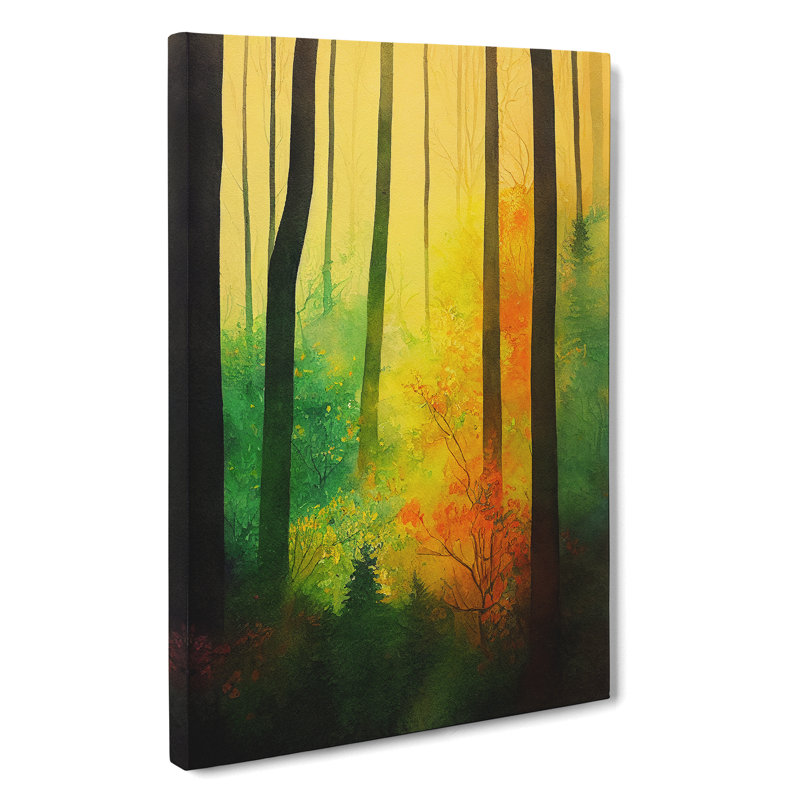 Forest In Watercolour No.5 - Wrapped Canvas Print, 60cm H x 40cm W x 3cm D