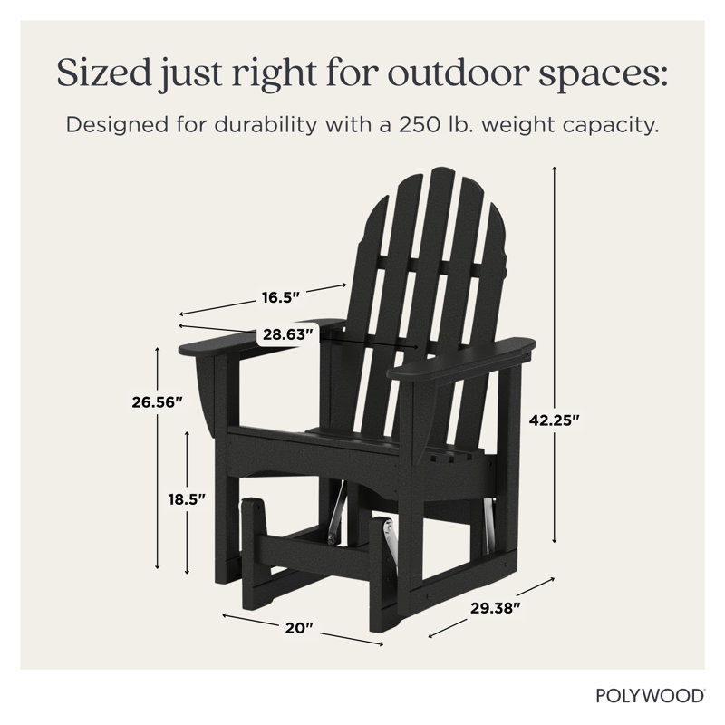 POLYWOOD Classic Adirondack Glider Chair, Dark Teak