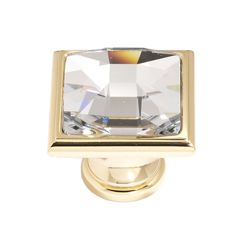 Swarovski Crystal Square Knob, Gold