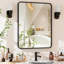 Miroir noir en métal trempé avec cadre profond-343798863-343798857