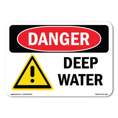 Deep Water Plastic Sign 14" X 10"
