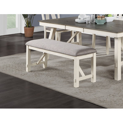 Siège de salle à manger 1X banc gris avec coussin en tissu et lignes blanches