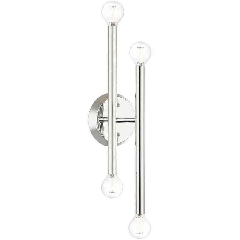 4 Light ADA Wall Sconce w/ Steel Base - 5.125 inch: Elegant & Functional Lighting, Polished Chrome