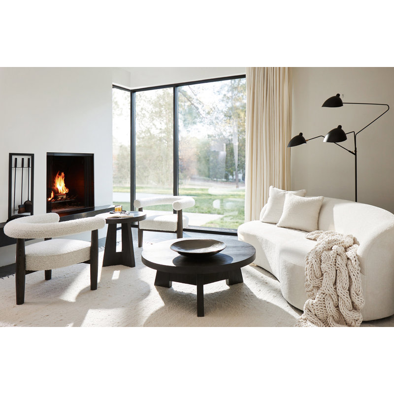 L'Ombre Black Round Wood Contemporary Coffee Table 42"