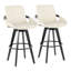 Tabouret de bar à hauteur fixe avec pivot en bois noir et similicuir avec repose-pieds rond en métal - ensemble de 2