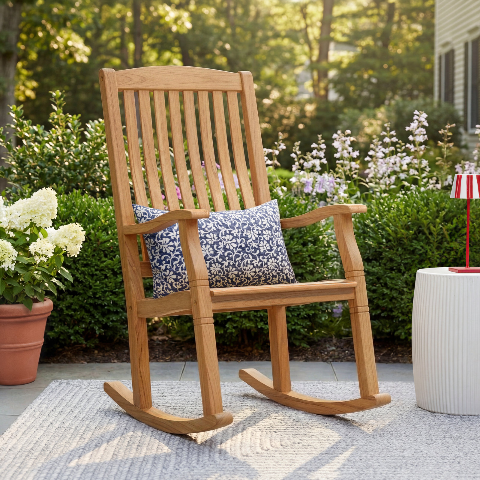 Adina Teak Patio Rocking Chair, Natural