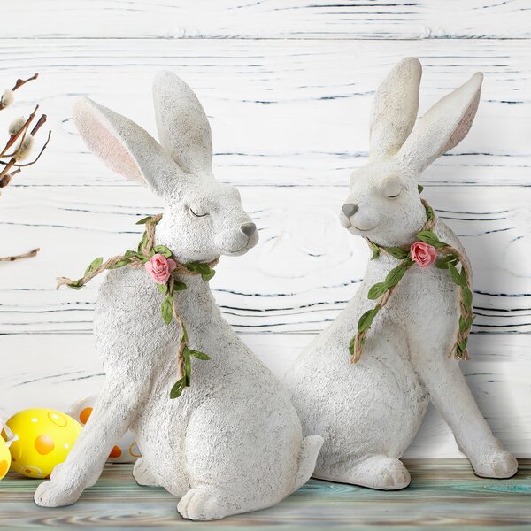 Bunny Statue Garden Statues Rabbit Figurines Decor Outdoor Polyresin Easter  Decorations Bunnies Gifts Home House Kitchen Figurine Patio Lawn Yard Art