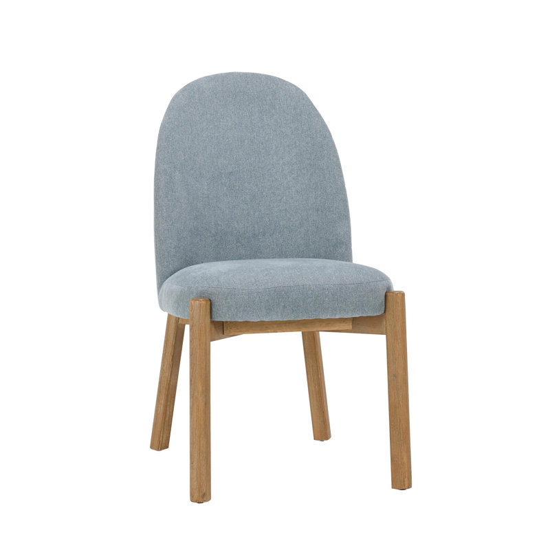 Joanie Upholstered Fabric Dining Chair, Blue, Natural Wood